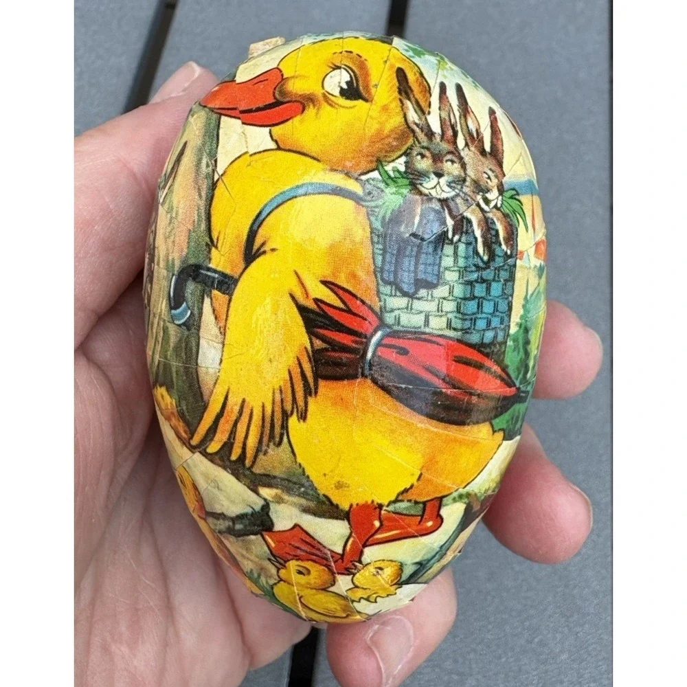 Vintage paper mache Easter eggs candy containers Germany flowers ducks rabbits
